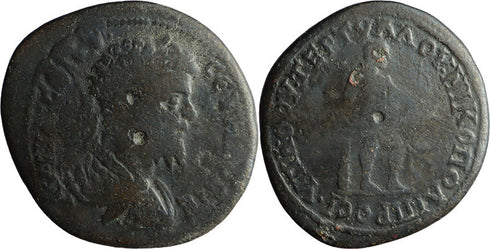 Ancient Roman Provincial coin of the Emperor Septimius Severus with Herakles (Hercules)