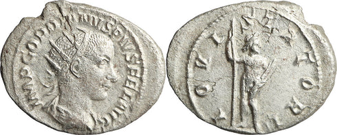 Ancient Roman silver coin of the Emperor Gordian III as Augustus minted in Rome