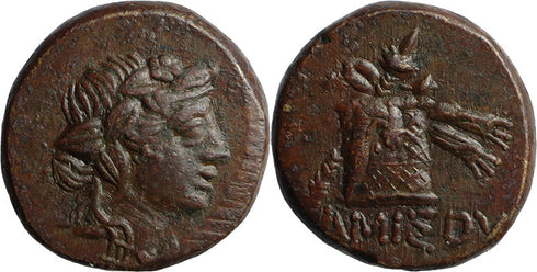 VF+ Ancient Greek coin from Pontos, Amisos 120-63BC Dionysos with Cista Mystica