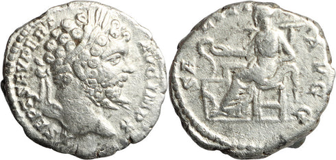 Ancient Roman silver denarius of the Emperor Septimius Severus
