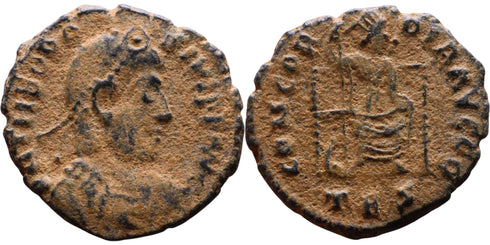 Ancient Roman coin of Theodosius I minted in Thessalonica - CONCORDIA AVGGG