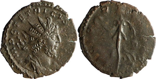 Ancient Roman coin of the Emperor Tetricus I found in England