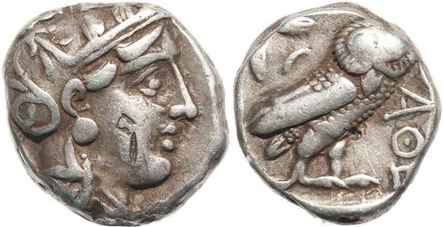 Attica Athens AR silver Tetradrachm - pentagram graffiti - nicely toned