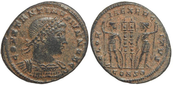 Roman coin of Constantine II - GLORIA EXERCITVS - Constantinople Mint - VF+
