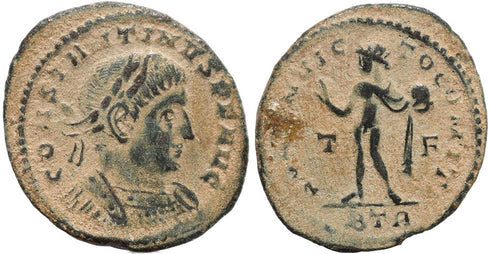 Ancient Roman coin of Constantine I - SOLI INVICTO COMITI