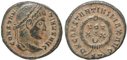 Roman coin of Constantine I - DN CONSTANTINI MAX AVG VOT XX - Ticinum