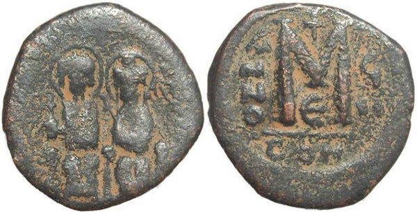 Byzantine Empire - Justin II & Sophia AE follis - Constantinople - Year 7