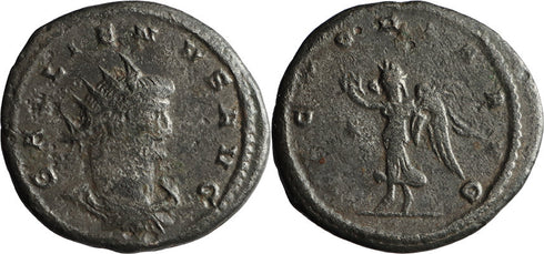 Ancient Roman silvered coin of the Emperor Gallienus as Augustus