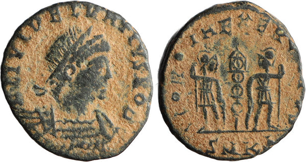 Ancient Roman coin of Delmatius as Caesar - GLORIA EXERCITVS - Cyzicus