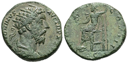 Ancient Roman coin of Marcus Aurelius minted in Rome - Jupiter holding Victory - RARE