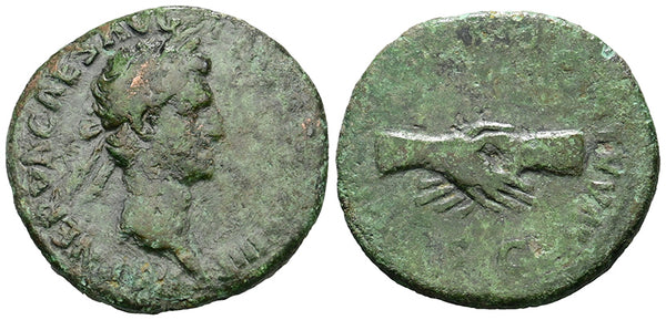 Large Ancient Roman coin of the Emperor Nerva - CONCORDIA EXERCITVVM