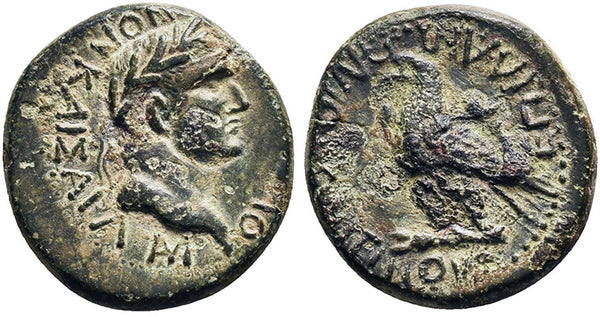 Ancient Roman Provincial coin of Vespasian minted in Amorium, Phrygia