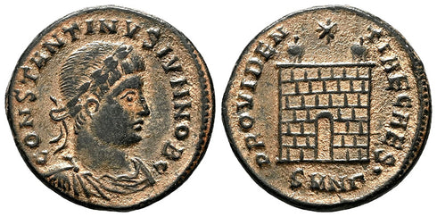 VF++ Ancient Roman coin of Constantine II minted in Nicomedia - GLORIA EXERCITVS