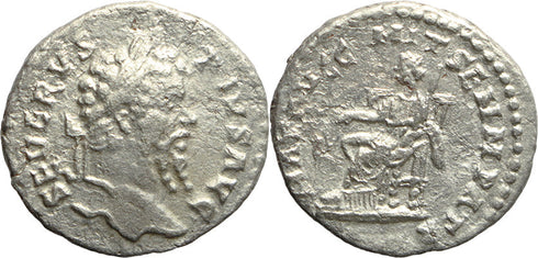 Ancient Roman silver denarius of the Emperor Septimius Severus minted in Rome