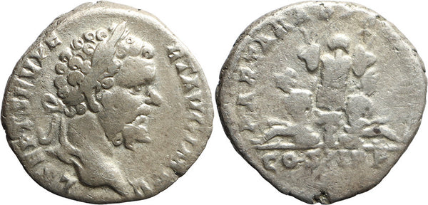 Ancient Roman silver denarius of the Emperor Septimius Severus minted in Rome