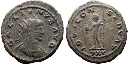 Ancient Roman coin of the Emperor Gallienus as Augustus - IOVI CONSERVAT