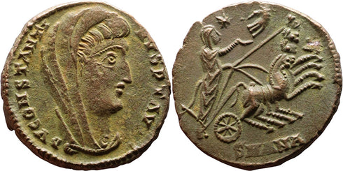 EF+ Ancient Roman coin of Constantine I the Great reaching for the Hand of God