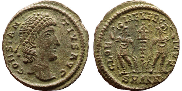 Ancient Roman coin of Constantius II - GLORIA EXERCITVS - Antioch Mint