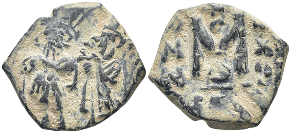 Ancient Byzantine coin of Heraclius 610-641 AD and Heraclius Constantine AE Nummi