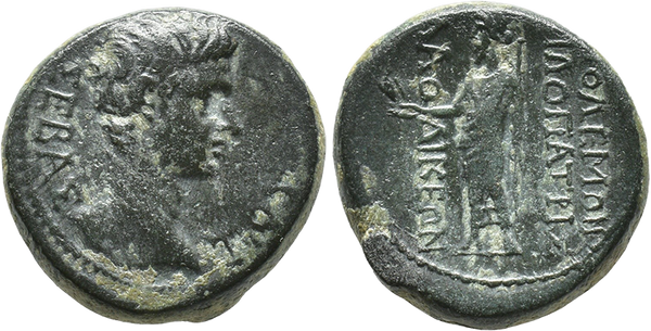 Ancient Roman Provincial coin of the Emperor Augustus 27 BC-14 AD minted in Laodicea, Phyrgia