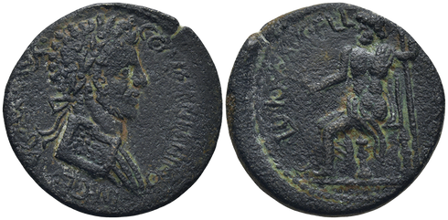 Ancient Roman Provincial coin of Commodus minted in Ninica Claudiopolis, Cilicia