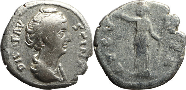 Ancient Roman silver coin of Faustina I minted in Rome