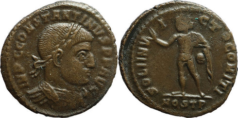 Ancient Roman coin of Constantine I The Great minted in Ostia, Rome, Italy