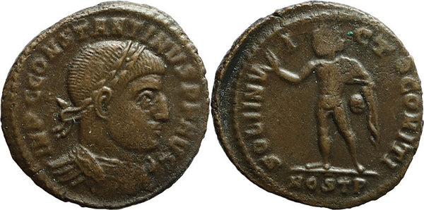 Ancient Roman coin of Constantine I The Great minted in Ostia, Rome, Italy