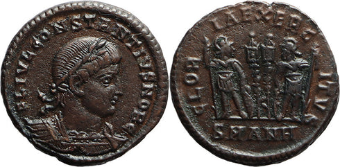 Ancient Roman coin of Constantius II as Caesar minted in Antioch - GLORIA EXERCITVS