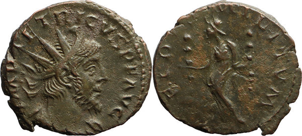 Ancient Roman coin of the Emperor Tetricus I found in England