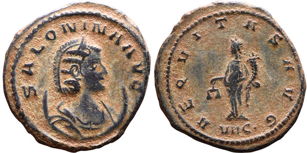 Ancient Roman coin of Salonina as Augusta - AEQVITAS AVG
