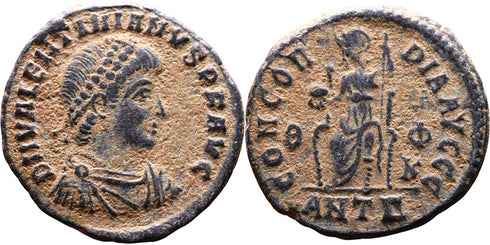 Ancient Roman coin of Valentinian II as Augustus minted in Antioch