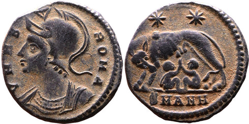 Ancient Roman coin - Commemorative Coin minted in Antioch - Wolf and Twins