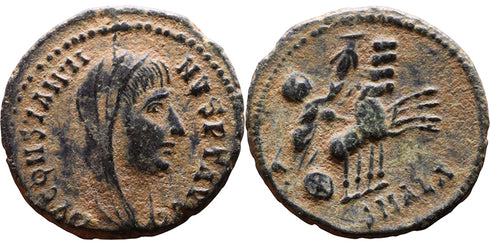 VF+++ Ancient Roman coin of Constantine I the Great reaching for the Hand of God