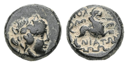 Ancient Greek coin minted in Tripolis (As Apollonia) circa 200-100 BC