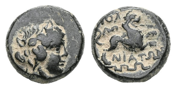 Ancient Greek coin minted in Tripolis (As Apollonia) circa 200-100 BC