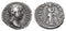 Ancient Roman silver denarius of the Emperor Hadrian minted in Rome
