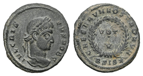 Ancient Roman coin of Crispus minted in Siscia - CAESARVM NOSTRORVM VOT V