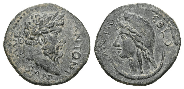 Ancient Roman Provincial coin of the Emperor Marcus Aurelius minted in Antioch, Pisidia