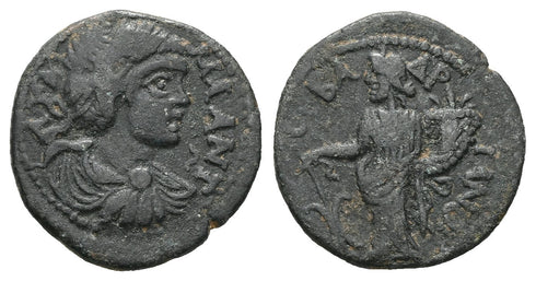 Ancient Roman Provincial coin of Julia Domna minted in Parlais, Pisidia