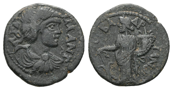 Ancient Roman Provincial coin of Julia Domna minted in Parlais, Pisidia