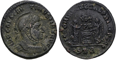 Ancient Roman coin of Constantine I the Great minted in Treveri - VICTORIAE LAETAE PRINC PERP