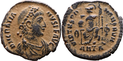 Ancient Roman coin of the Emperor Gratian as Augustus - VIRTVS ROMANORVM