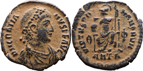 Ancient Roman coin of the Emperor Gratian as Augustus - VIRTVS ROMANORVM
