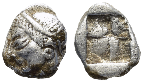 Ancient Greek silver coin from Phokaia, Ionia circa 521-478 BC