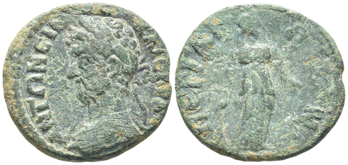 Ancient Roman Provincial coin of the Emperor Marcus Aurelius minted in Perge, Pamphylia