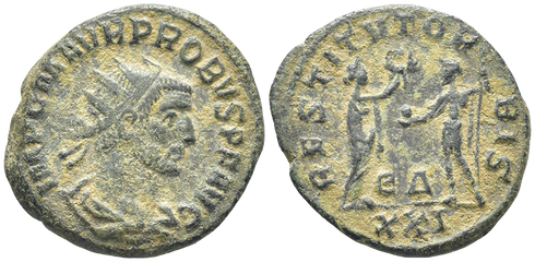 Ancient Roman coin of the Emperor Probus as Augustus minted in Antioch - RESTITVT ORBIS