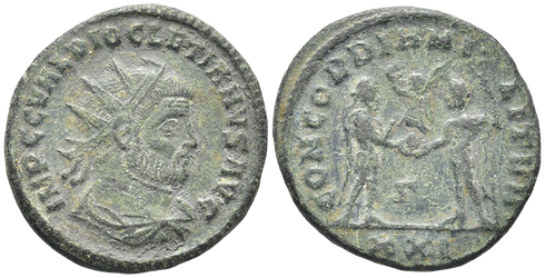 VF+ Ancient Roman coin of the Emperor Diocletian minted in Cyzicus - CONCORDIA MILITVM