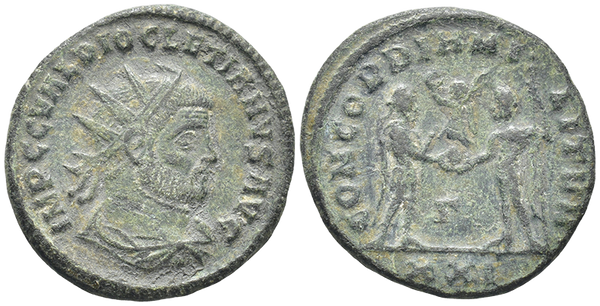 VF+ Ancient Roman coin of the Emperor Diocletian minted in Cyzicus - CONCORDIA MILITVM