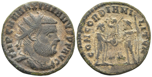 Ancient Roman coin of Maximianus as Augustus 286-305 AD minted in Cyzicus